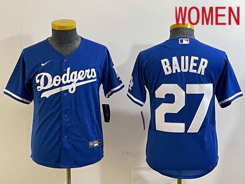 Women Los Angeles Dodgers #27 Bauer Blue Game 2024 Nike MLB Jersey style 1